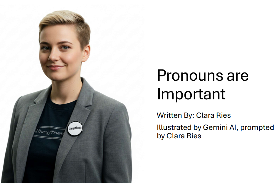 Title page from a presentation, Pronouns are important